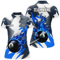 Custom Personalized Blue Flaming 8 Ball Pool Women's Polo Shirts S-5XL