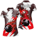 Custom Personalized Red Flaming 8 Ball Pool Women's Polo Shirts S-5XL