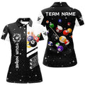 Custom Personalized Black 3D Billiard Balls Women's Polo Shirts S-5XL
