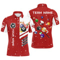 Personalized Red 3D Billiard Balls Custom Name Team League Men's Polo Shirt S-5XL