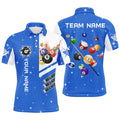 Personalized Blue 3D Billiard Balls Custom Name Billiard Men's Polo Shirt S-5XL