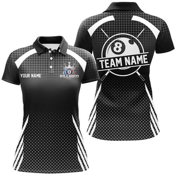 Custom Billiard Tournament Pool Shirts for Women Black Women's Polo Shirts S-5XL