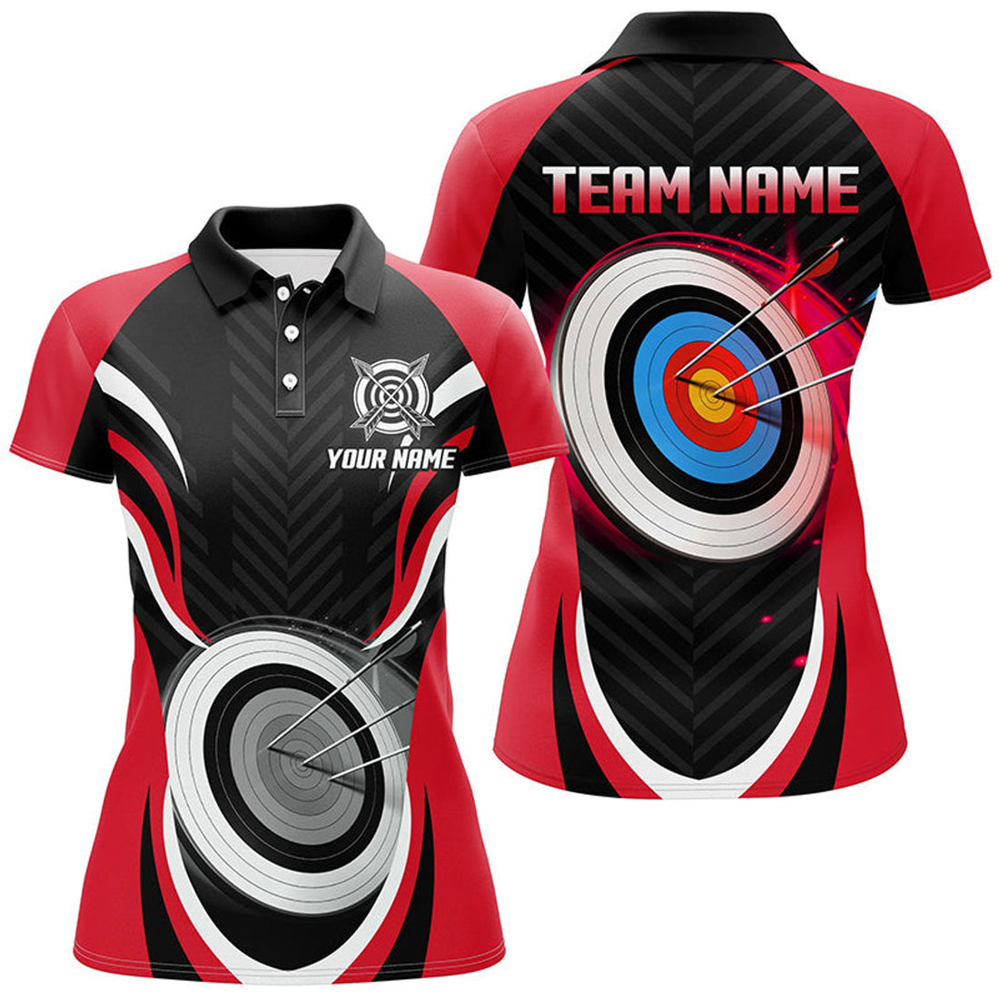 Custom Red Archery Personalized 3D Target Outfits Women's Polo Shirts S-5XL
