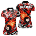 Custom Personalized Red Billiard Ball 8 Fire Flame Women's Polo Shirts S-5XL
