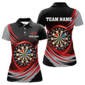 Custom 3D Dart Board Black Red Lightning Team Darts Women's Polo Shirts S-5XL