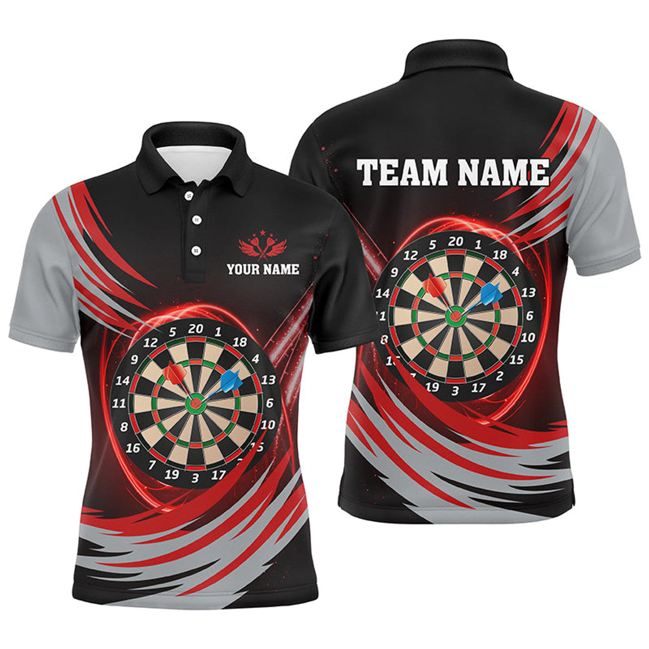 Personalized Black Red Lightning Dart Board Polo Shirt Men's Polo Shirt S-5XL