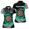Custom Black Turquoise Lightning Dart Team Shirt Women's Polo Shirts S-5XL