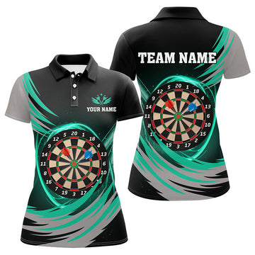 Custom Black Turquoise Lightning Dart Team Shirt Women's Polo Shirts S-5XL