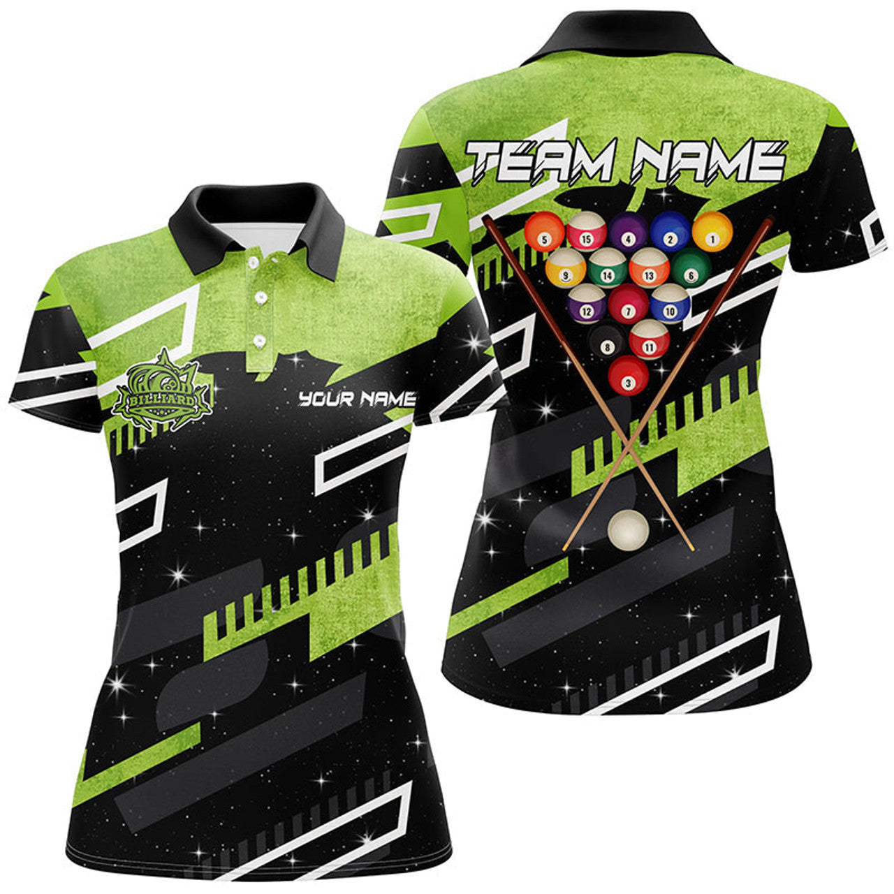 Custom Personalized Galaxy 8 Ball Billiards Shirt Design Women's Polo Shirts S-5XL