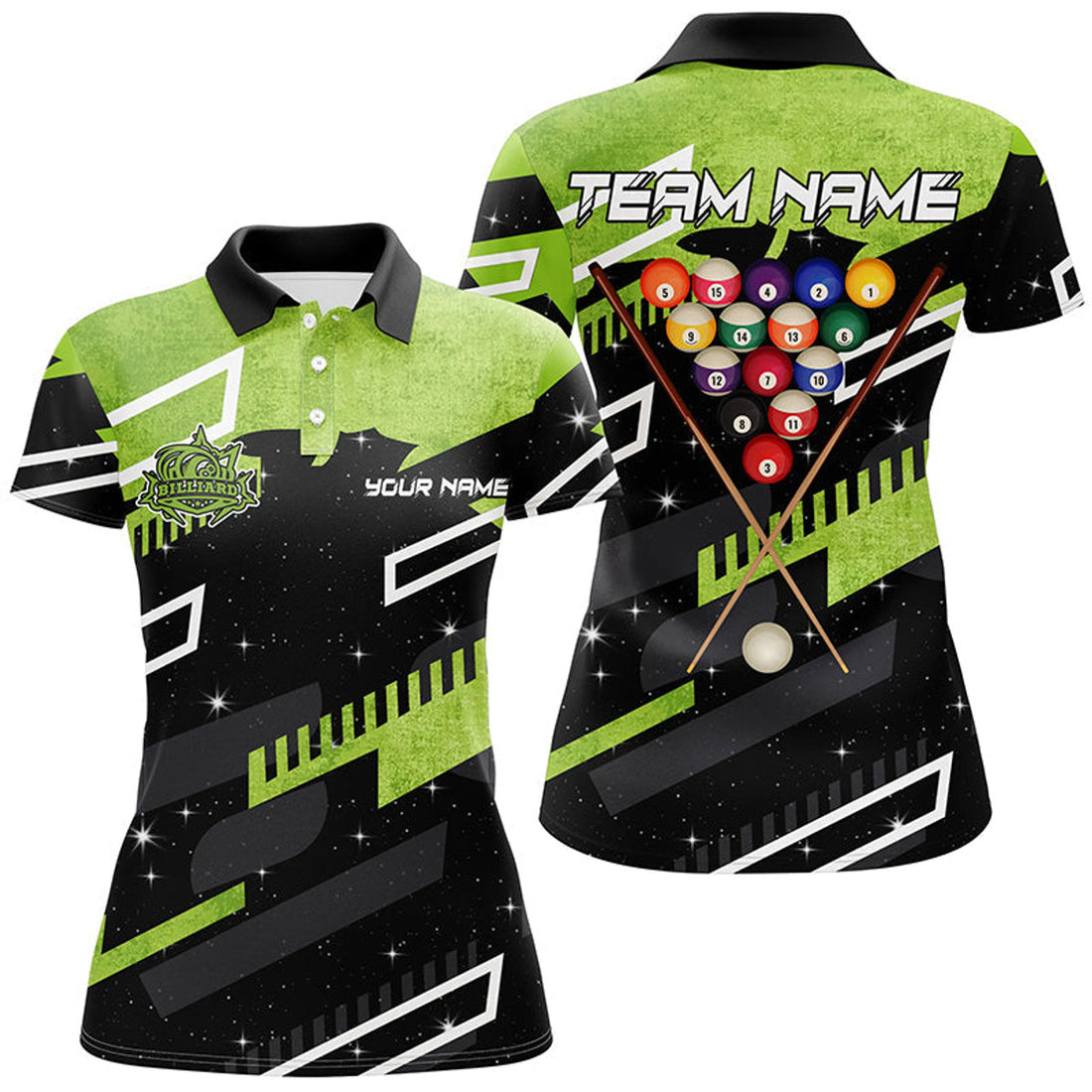 Custom Personalized Galaxy 8 Ball Billiards Shirt Design Women's Polo Shirts S-5XL