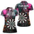 Custom Name Colorful Grunge Darts Design for Team Player Women's Polo Shirts S-5XL
