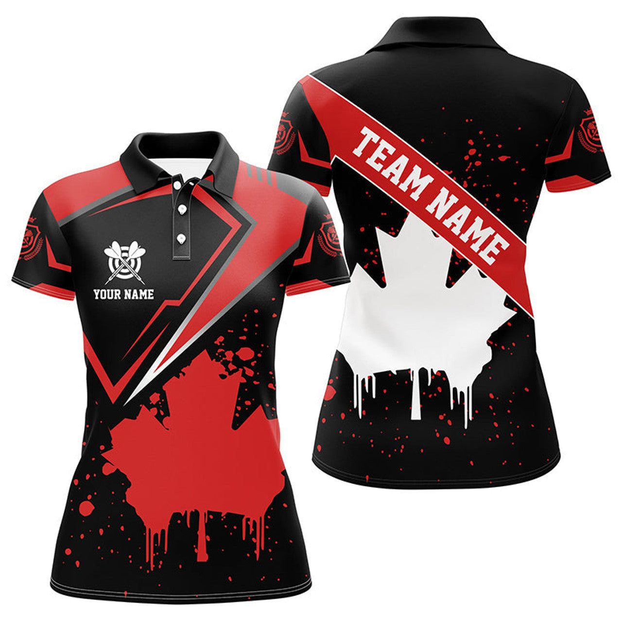 Custom Personalized Canadian Leaf Vintage Style Dart Women's Polo Shirts S-5XL