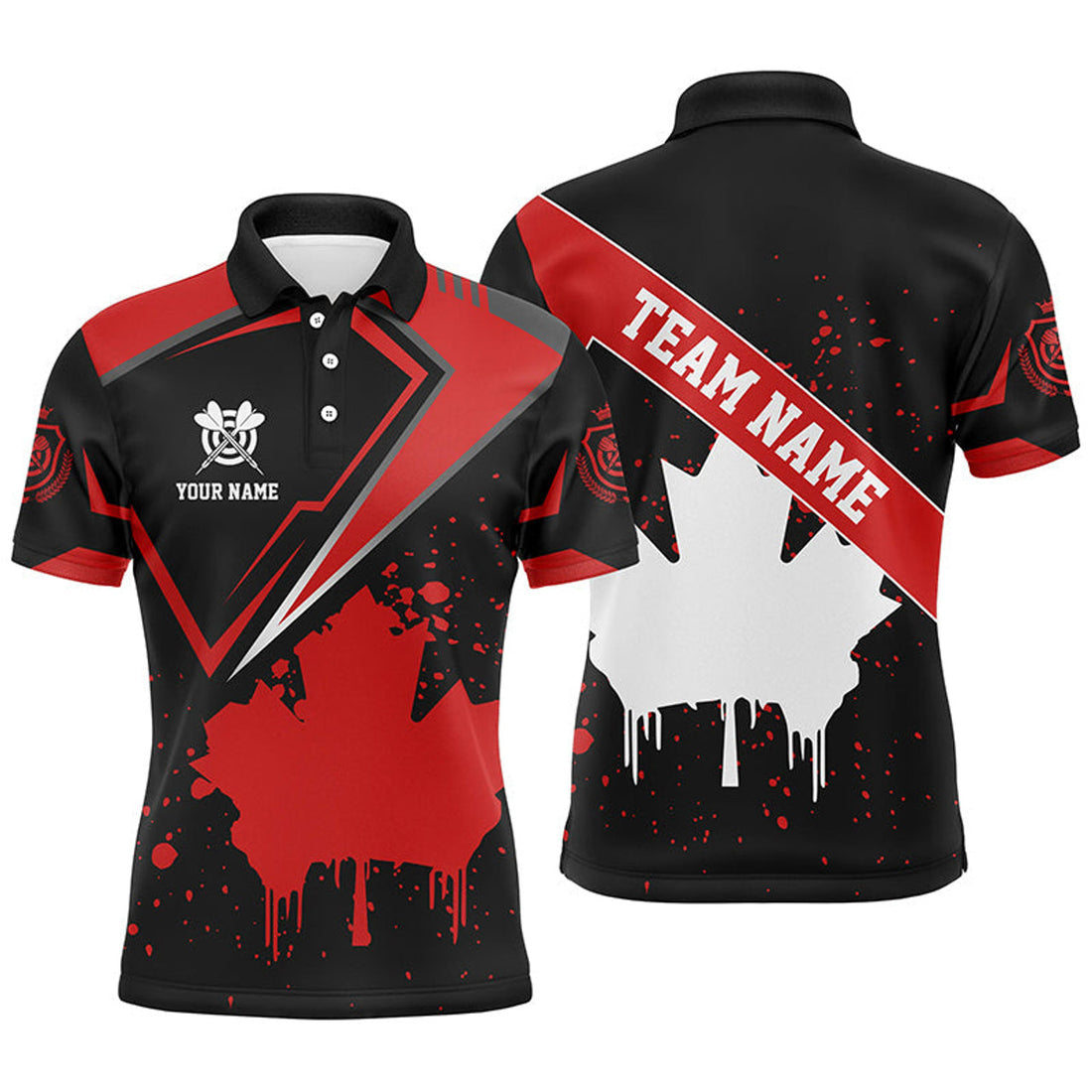 Personalized Canadian Leaf Vintage Style Dart Shirt Men's Polo Shirt S-5XL