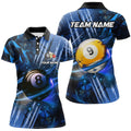 Custom Glowing Blue Billiard 8 Ball and 9 Ball Shirt for Women's Polo Shirts S-5XL