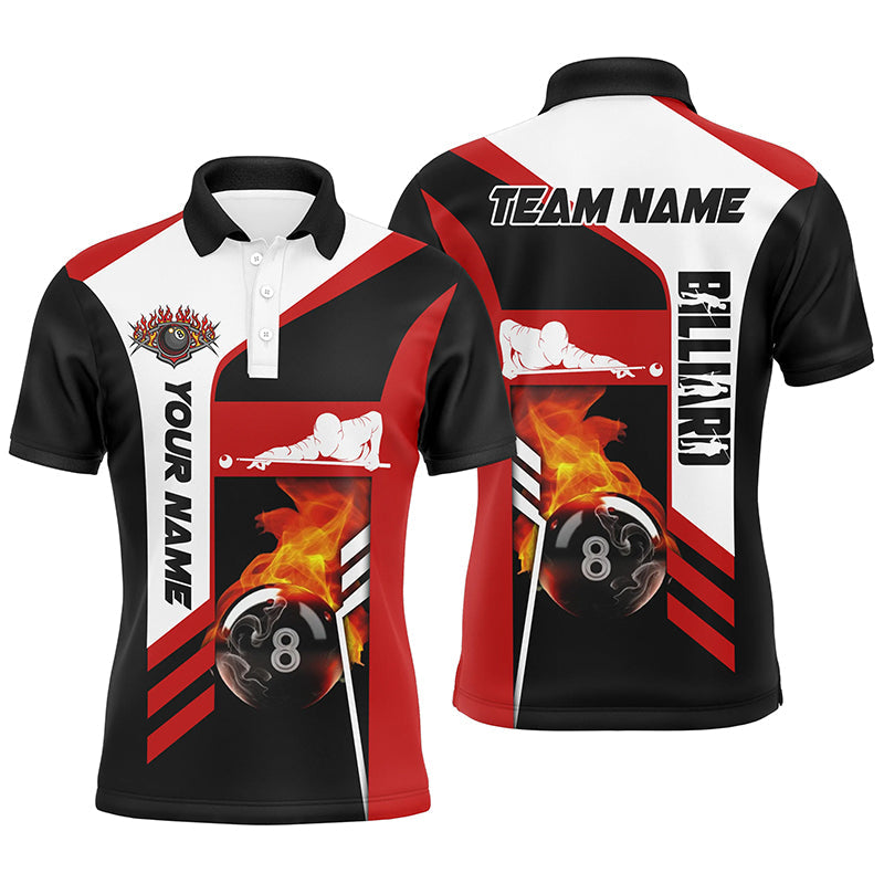 Snooker 8 Ball In Flames Personalized Name Billiard Shirt Men's Polo Shirt
