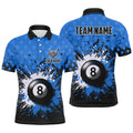 Personalized Blue Grunge 8 Ball Pool Men's Polo Shirt S-5XL