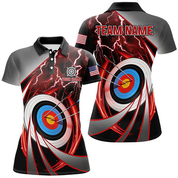 Custom Red Archery 3D Target Personalized Women's Polo Shirts S-5XL