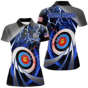 Custom Blue Archery Team Shirts Personalized Women's Polo Shirts S-5XL