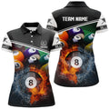Custom Name Billiard 8 Ball Fire and Water Gift for Player Women's Polo Shirts S-5XL
