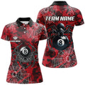Custom Red Camo Billiard Spider Cobweb Women's Polo Shirts S-5XL