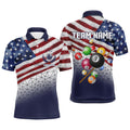 Customized US Flag 3D Billiard Balls Print Men's Polo Shirt S-5XL
