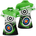 Custom Name Green Archery Target Uniform Shirt 3D Design Women's Polo Shirts S-5XL