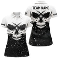Custom Grunge Black White Skull Billiard for Women Polo Shirts S-5XL