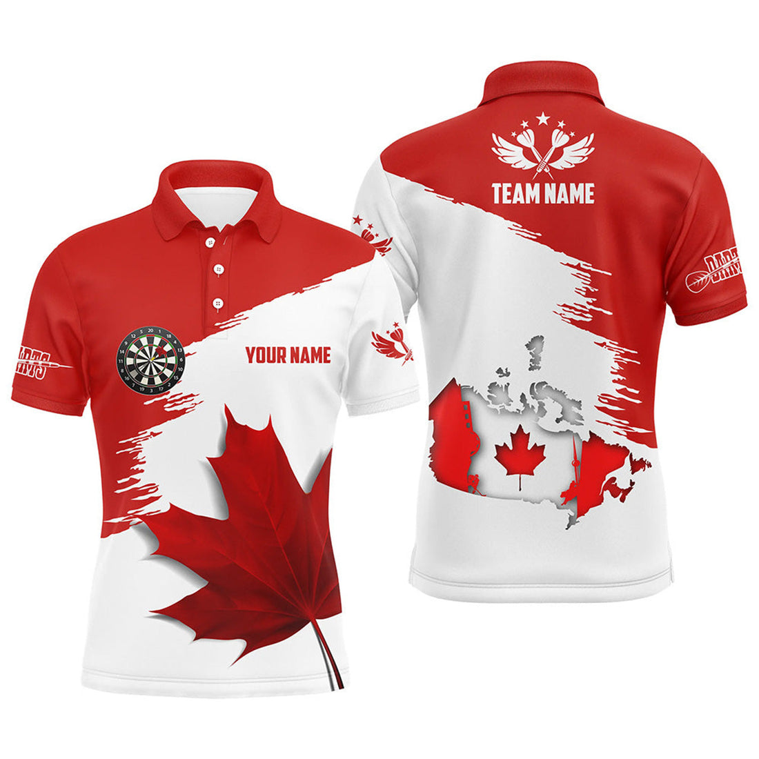 Personalized Canada Leaf Darts Patriotic Canadian Flag Men's Polo Shirt S-5XL