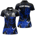 Custom Blue Grunge 10 Ball Pool Design for Player Women's Polo Shirts S-5XL