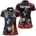Custom 8 Ball Pool American Flag Eagle Fire Billiard Shirt Women's Polo Shirts S-5XL