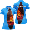 Custom Blue Billiard Balls Fire 3D Print Billiard Apparel Women's Polo Shirts S-5XL