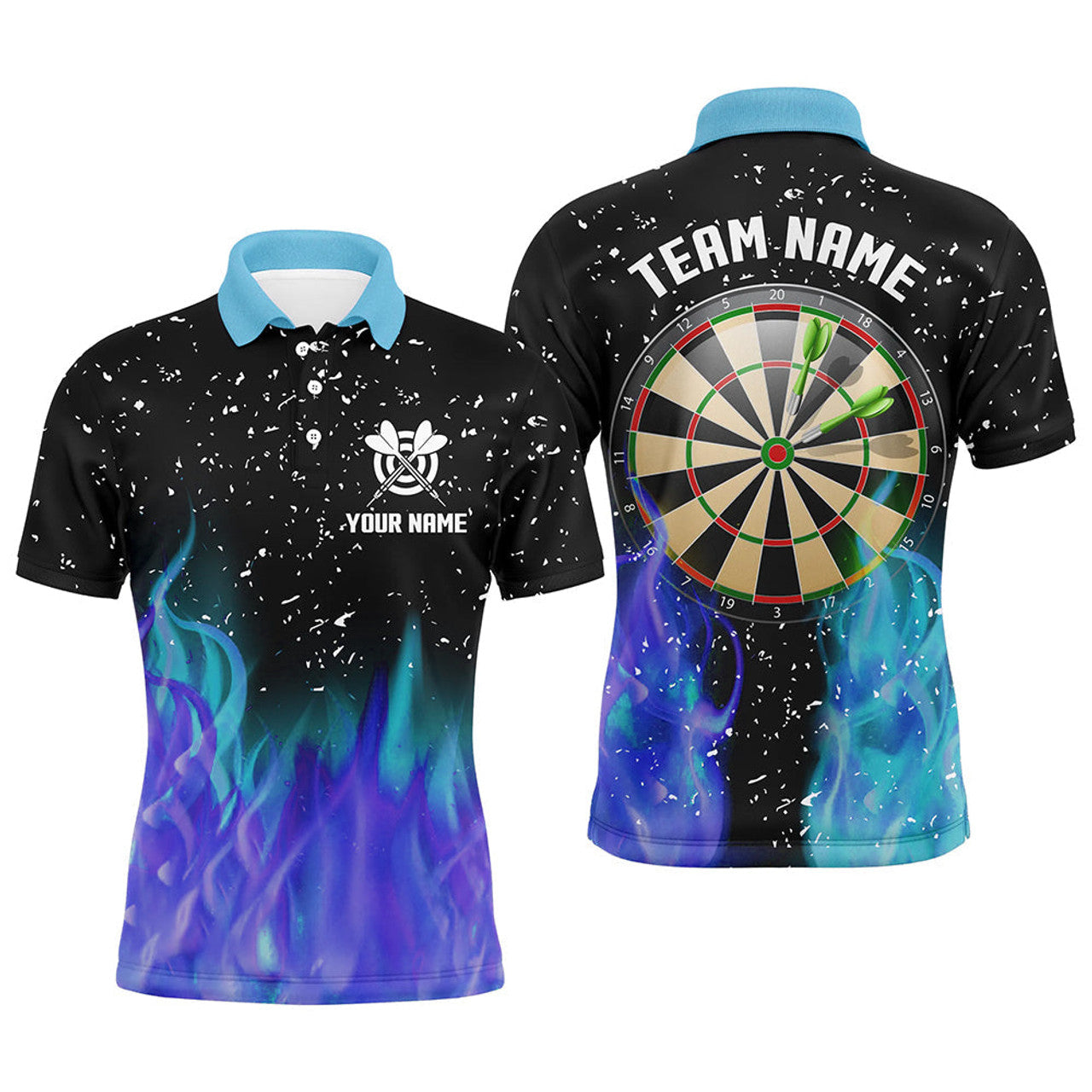 Blue And Purple Fire Dartboard Custom Team Dart Polo Men's Polo Shirt S-5XL