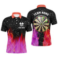 Custom 3D Red Pink Fire Dartboard Team Jersey Darts Shirt Men's Polo Shirt S-5XL