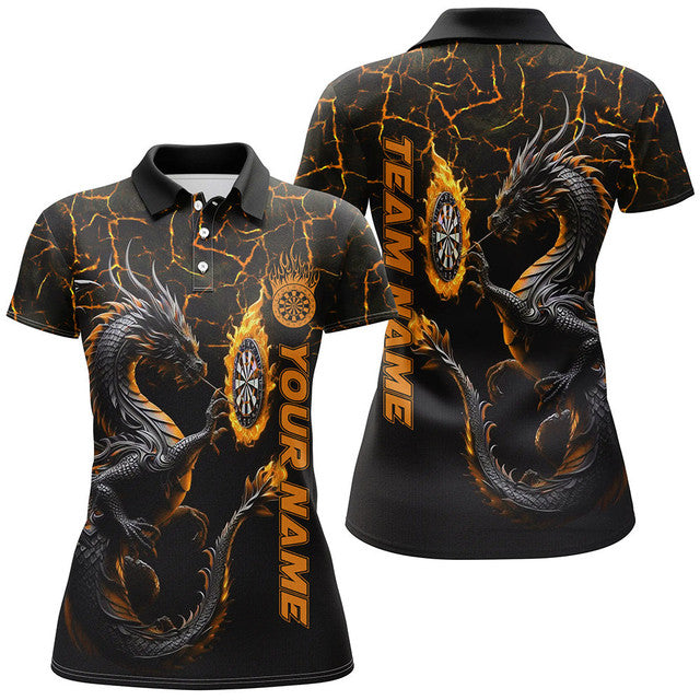 Custom Orange Big Dragon 3D Printed Darts Shirts for Women's Polo Shirts S-5XL