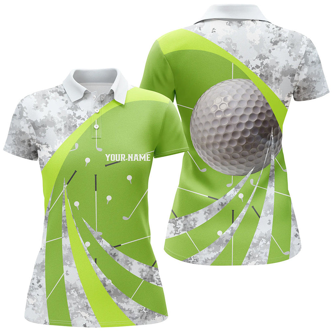 Custom Golf Green Golf Clubs Pattern Personalized Gifts Women's Polo Shirts S-5XL
