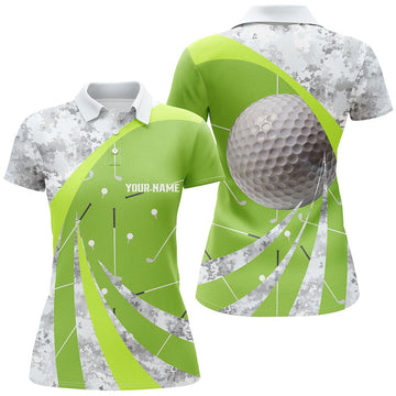 Custom Golf Green Golf Clubs Pattern Personalized Gifts Women's Polo Shirts S-5XL