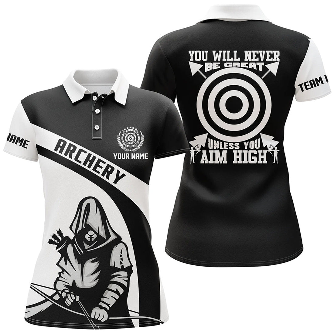 Custom Name Archery Player Shirt with Funny Saying Women's Polo Shirts S-5XL