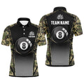 Personalized Green Camo 8 Ball Pool Men's Polo Shirt S-5XL