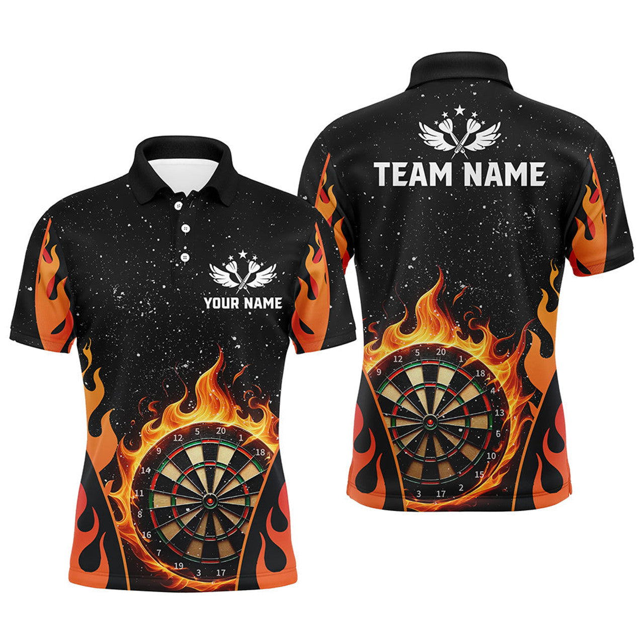Personalized Orange Flaming Darts Shirt Men's Polo Shirt S-5XL