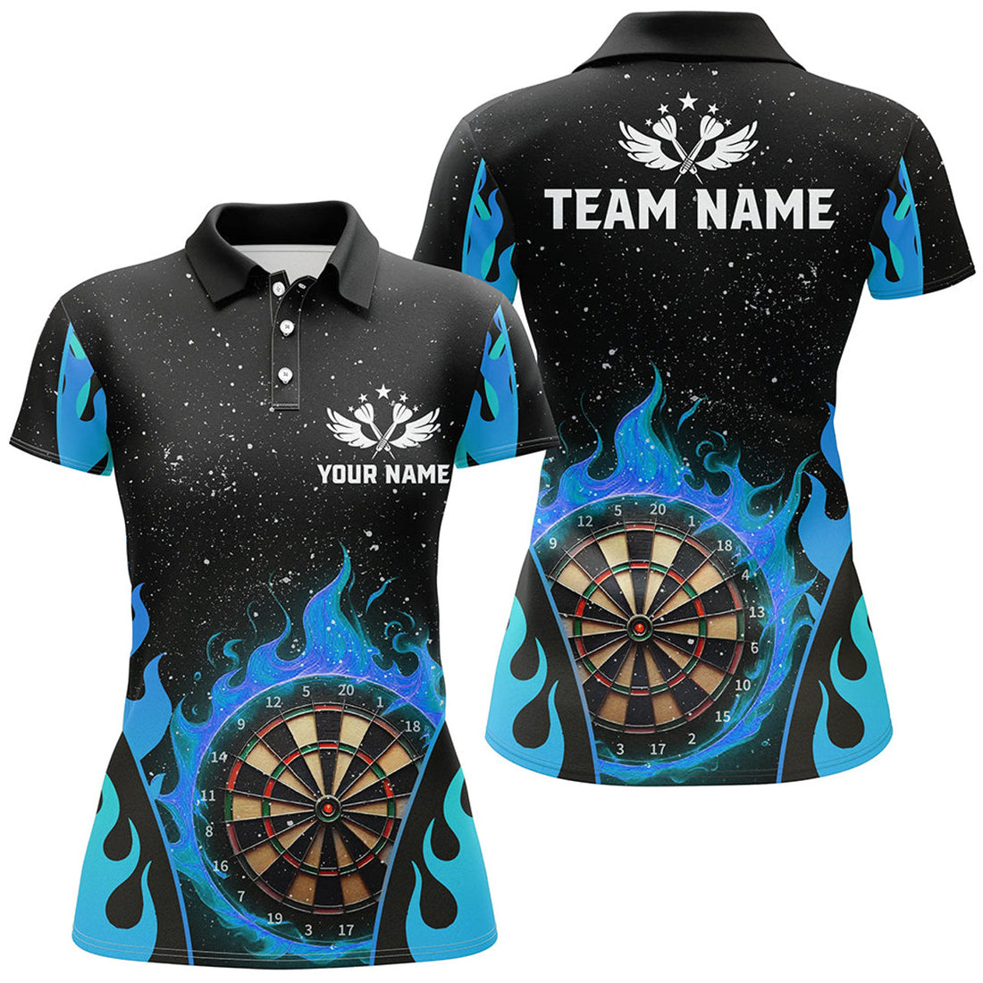 Custom Personalized Flaming Darts Team for League Women's Polo Shirts S-5XL