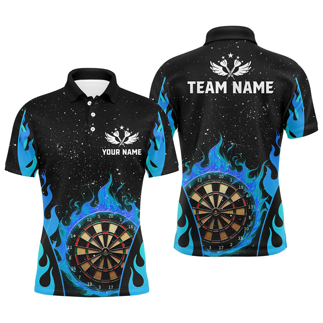 Personalized Blue Flaming Darts Shirt Men's Polo Shirt S-5XL