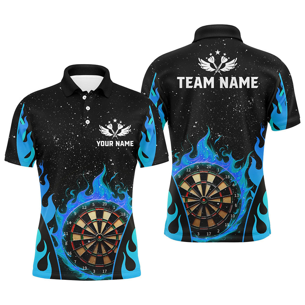 Personalized Blue Flaming Darts Shirt Men's Polo Shirt S-5XL