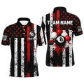 Custom Billiard Grunge US Flag Patriotic Team Name Men's Polo Shirt S-5XL