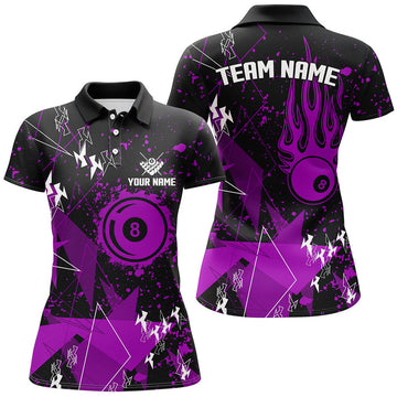 Custom Purple Grunge Billiard for Pool Players Women's Polo Shirts S-5XL