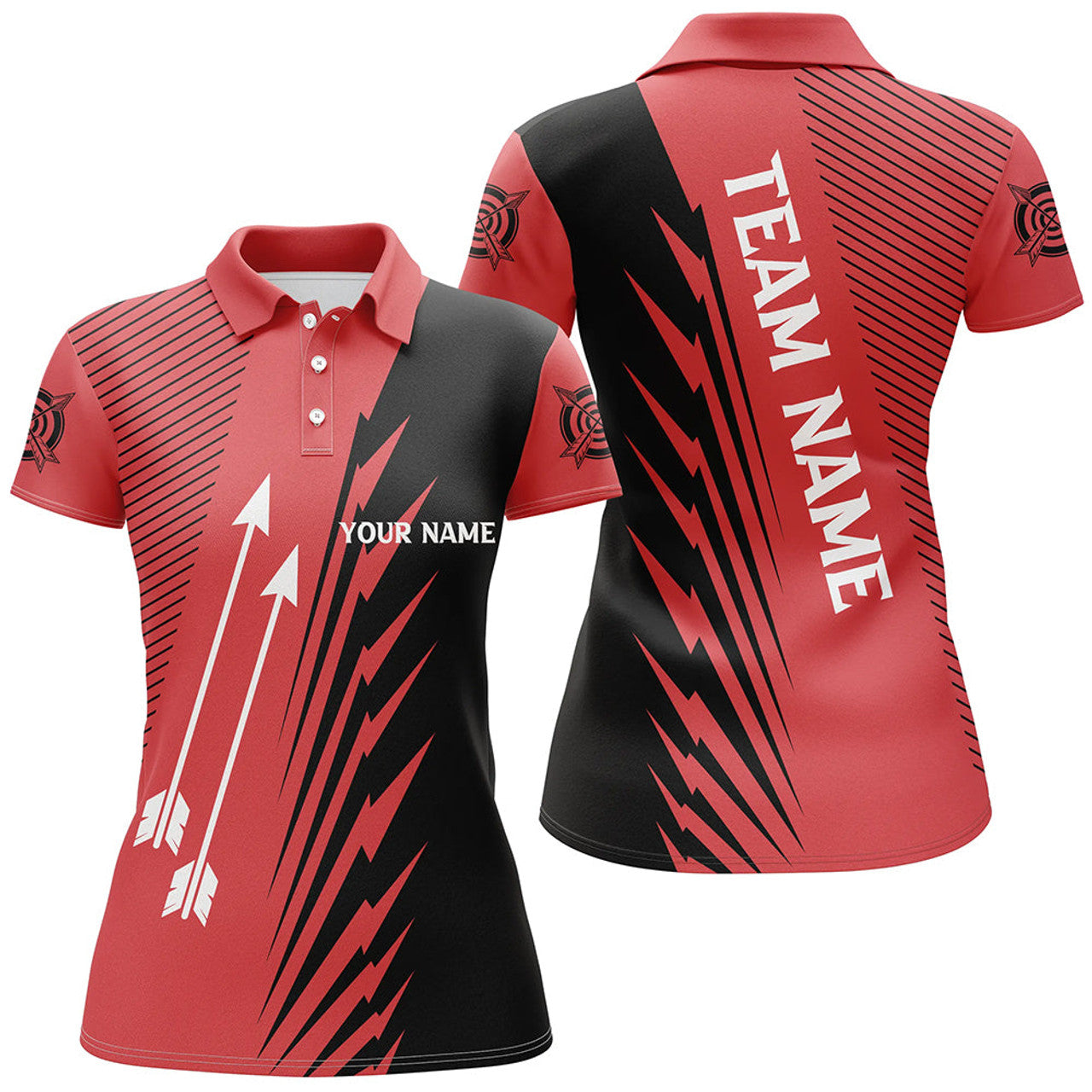Custom Archery Polo Shirts With Name Red Black Design Women's Polo Shirts S-5XL