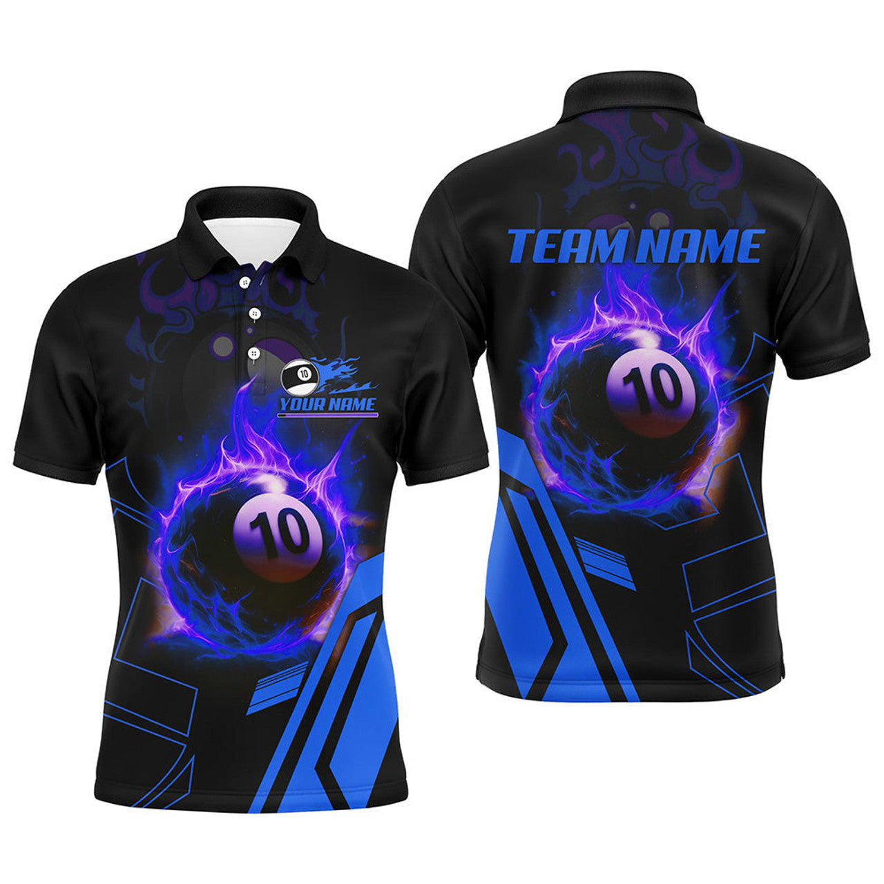 Billiard Flaming 10 Ball Pool 3D Printed Best Custom Team Men's Polo Shirt S-5XL