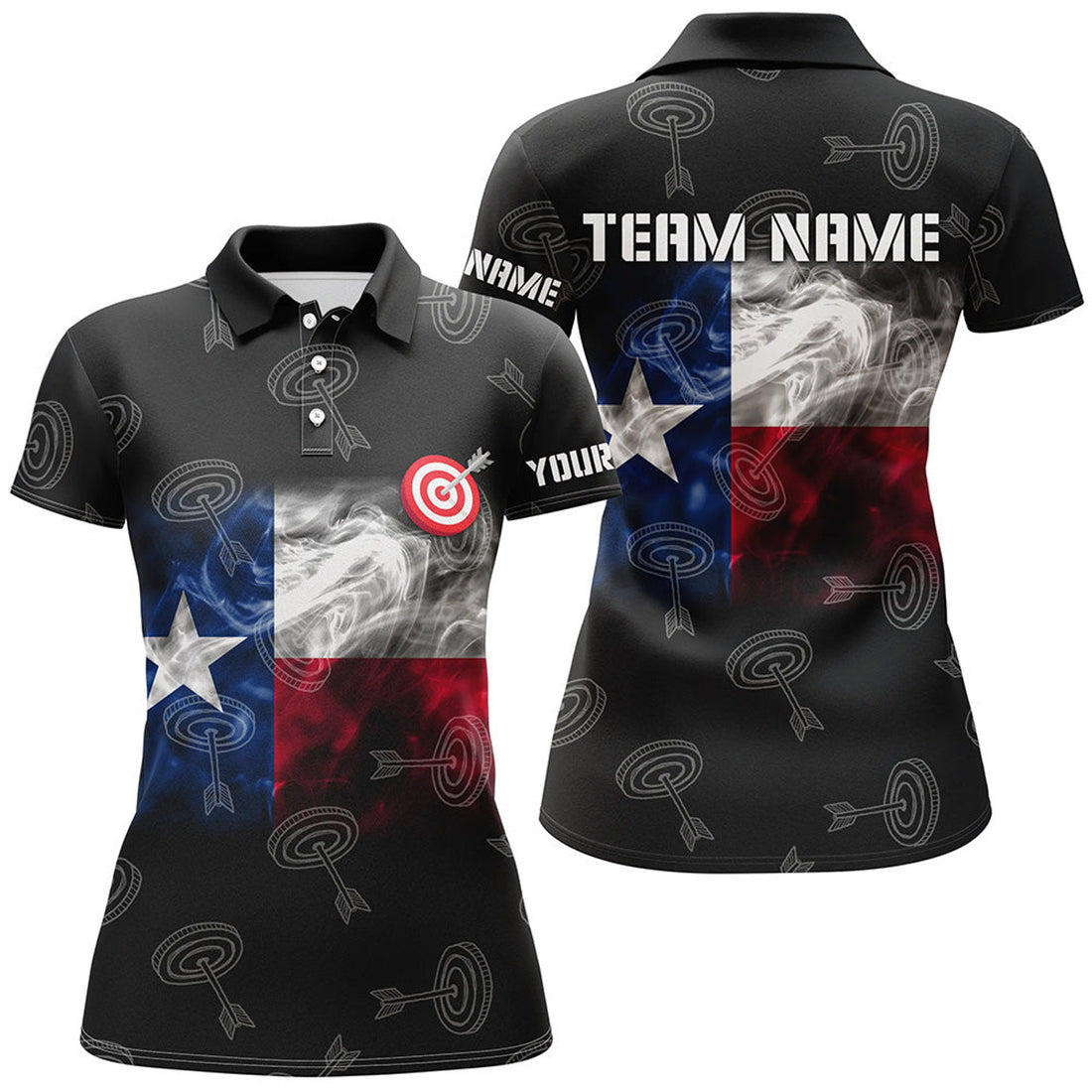 Custom Personalized Texas Flag Smoke Archery Women's Polo Shirts S-5XL