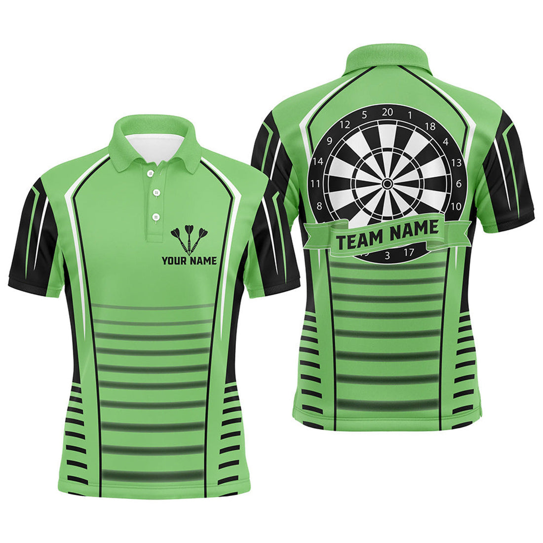 Personalized Black Green Dartboard Polo Men's Polo Shirt S-5XL
