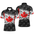 Custom Black Men's Golf Red Canada Leaf Patriotic Flag Men's Polo Shirt S-5XL