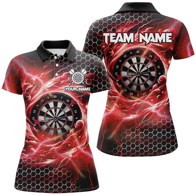 Custom Dartboard Storm Thunder Red Darts for Team League Women's Polo Shirts S-5XL